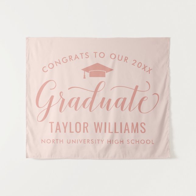 Tapiz Felicidades a Nuestra Graduada Graduación Rose Gol (Anverso (horizontal))