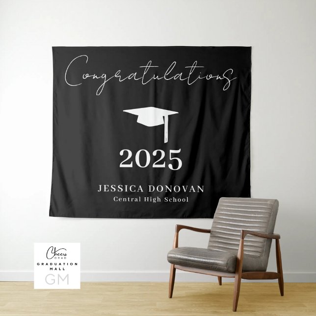 Tapiz Felicidades Cabina de Fotos para Graduación (Congratulations Graduation Photo Booth Tapestry)