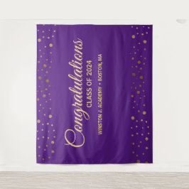 Tapiz Felicidades Clase de 2021 Graduados Morado Oro