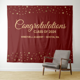 Tapiz Felicidades graduación de la clase de 2024 oro roj