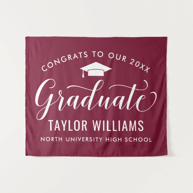 Tapiz Felicidades Graduado Fondo Burdeos (Anverso (horizontal))