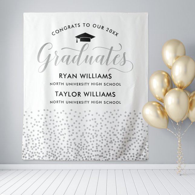 Tapiz Felicitaciones a dos graduados Fiesta de Confetti  (Subido por el creador)