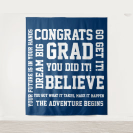 Tapiz Felicitaciones azules modernas y positivas para gr