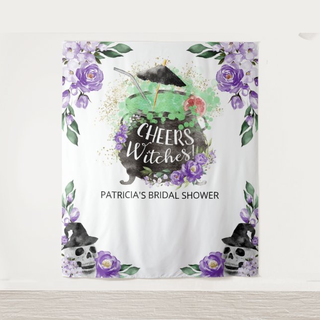 Tapiz Felicitaciones Brujas Halloween Despedida de Solte (Anverso)