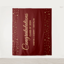 Tapiz Felicitaciones Clase de oro Rojo de la graduación 