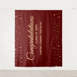 Tapiz Felicitaciones Clase de oro rojo graduación 2024