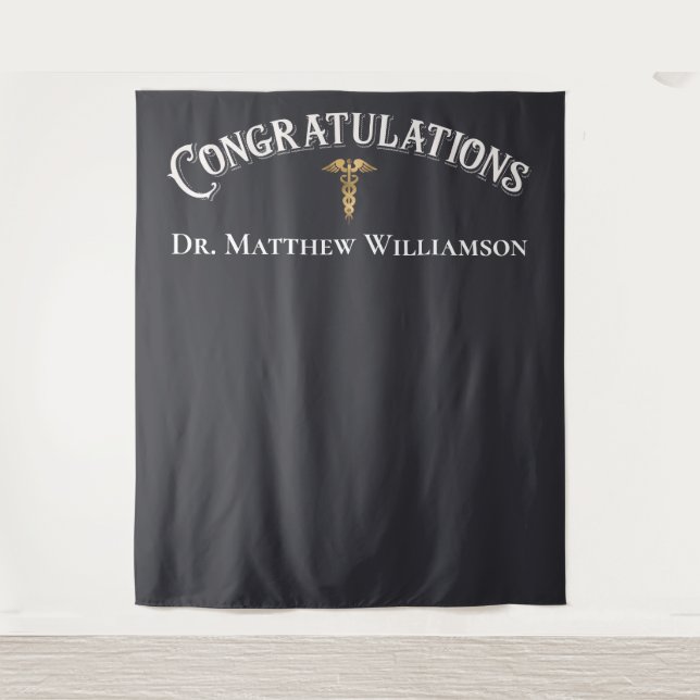 Tapiz Felicitaciones Elegante Médica Graduación Médica (Anverso)