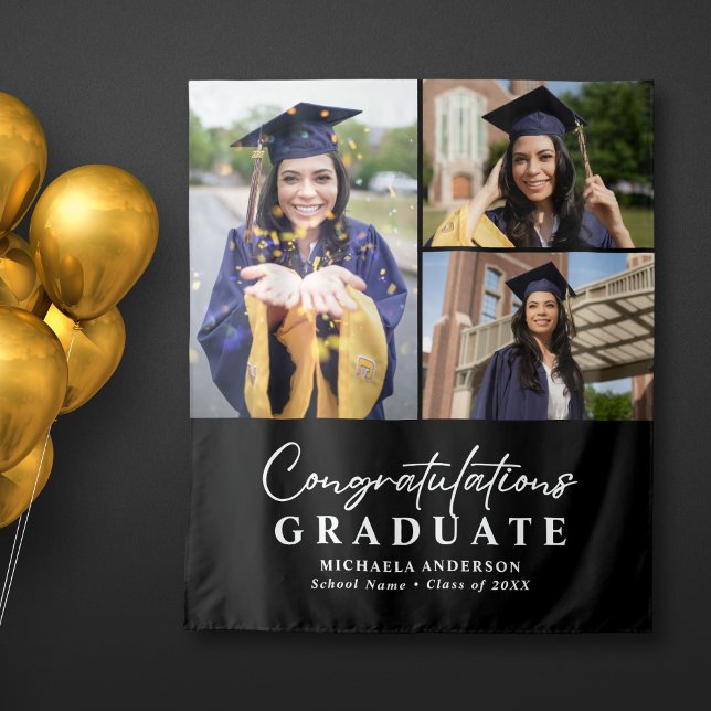 Tapiz Felicitaciones Graduate 3-Photo Graduation Party (Subido por el creador)