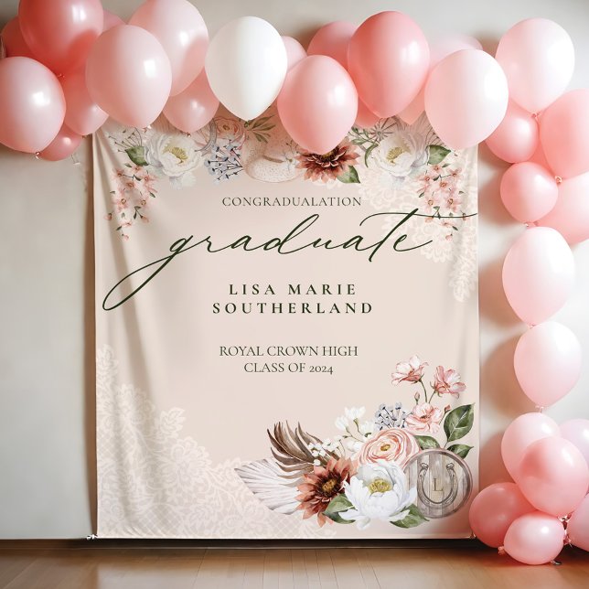 Tapiz Felicitaciones Graduate Cowgirl Country Western (Congratulation Graduate Cowgirl Country Western Tapestry)