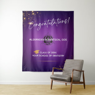 Tapiz Felicitaciones Modernas Dentista Graduación Púrpur