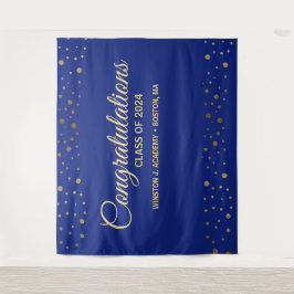 Tapiz Felicitaciones oro azul Clase de graduados 2024