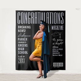 Tapiz Felicitaciones únicas en negro para graduado Revis