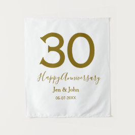 Tapiz Feliz 30 aniversario nombre fecha letras doradas n