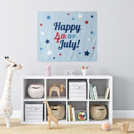 Tapiz Feliz 4 de julio estrellas rojas blancas y azules