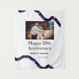 Tapiz feliz 50 aniversario agregar nombre foto fecha