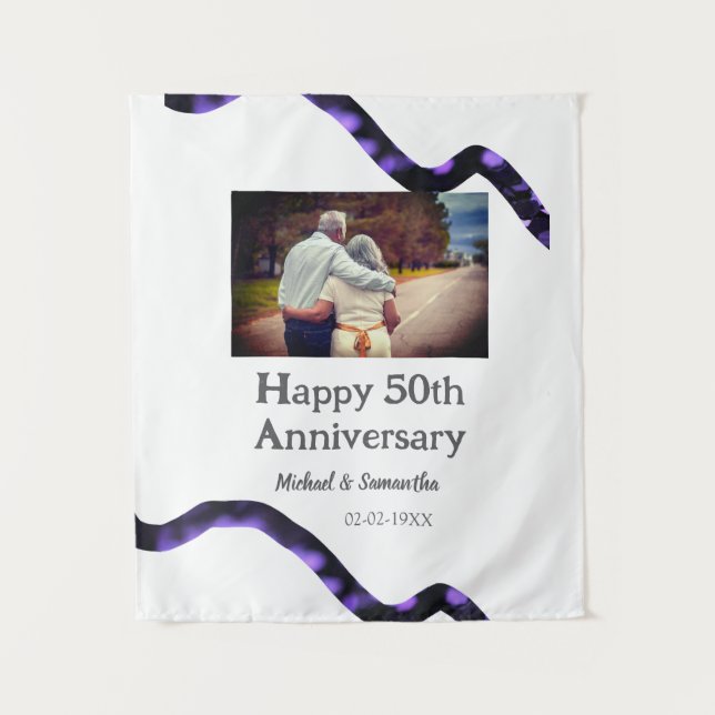 Tapiz feliz 50 años aniversario agregar nombre foto fech (Anverso)
