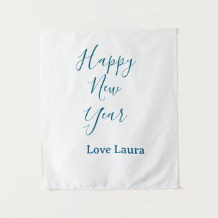Tapiz Feliz año nuevo añádase nombre amor azul simple mí