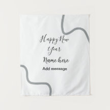 Feliz año nuevo mensaje nombre gris simple festivo