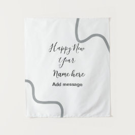 Tapiz Feliz año nuevo mensaje nombre gris simple festivo