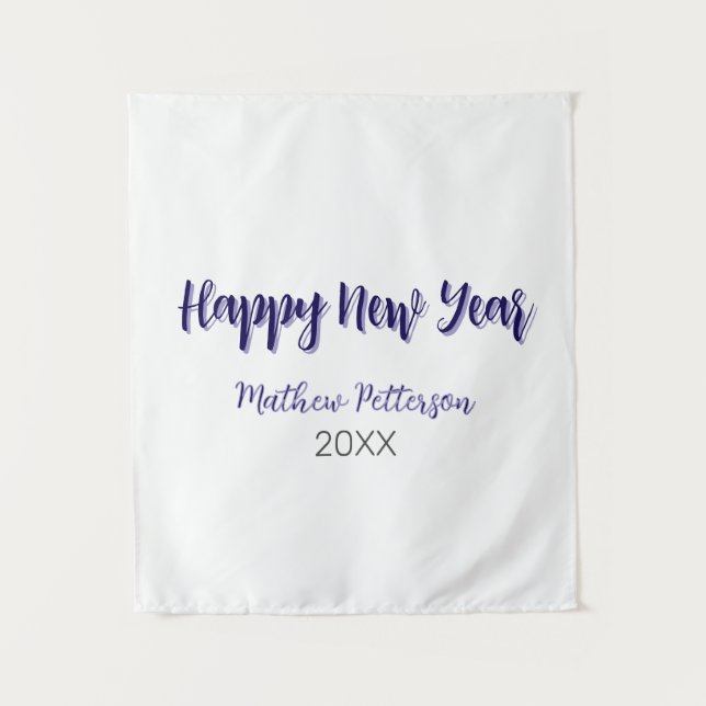 Tapiz Feliz año nuevo púrpura añada de negro año simple (Anverso)