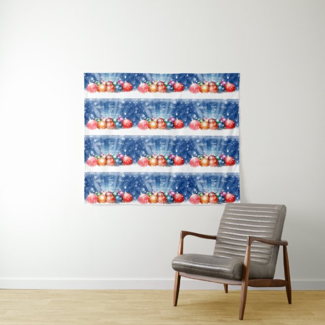 Tapiz Feliz Año Nuevo y Feliz Navidad (In situ (horizontal))