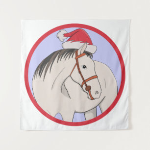 Tapiz Feliz caballo navideño