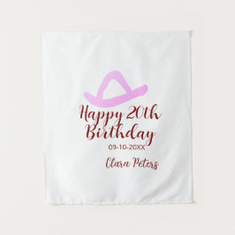 Tapiz Feliz cumpleaños 20 rosa chica vaquera nombre fech