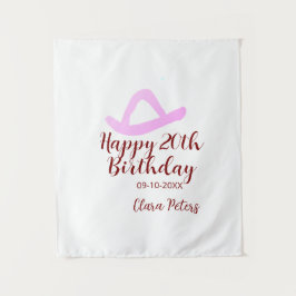 Tapiz Feliz cumpleaños 20 rosa vaquera chica nombre fech