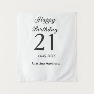 Tapiz Feliz cumpleaños 21 letras negritas nombre simple