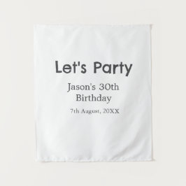 Tapiz Feliz cumpleaños 30 simple gris nombre