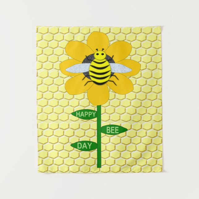 Tapiz Feliz cumpleaños abeja abeja bumblebee (Anverso)