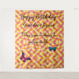 Tapiz Feliz Cumpleaños Abuela Patrón de Mariposa con Vol