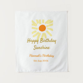 Tapiz Feliz cumpleaños amarillo naranja sol boho