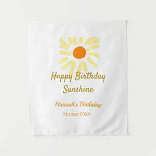 Tapiz Feliz cumpleaños amarillo naranja sol boho