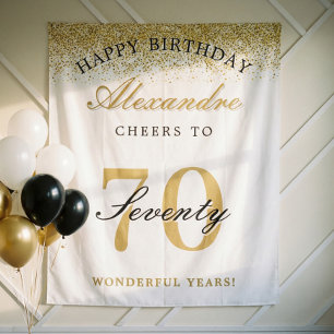 Tapiz Feliz Cumpleaños Brindis por la Celebración de 70