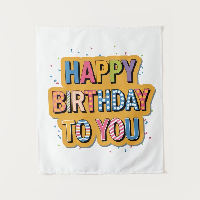 Tapiz Feliz cumpleaños con patrón (Anverso)