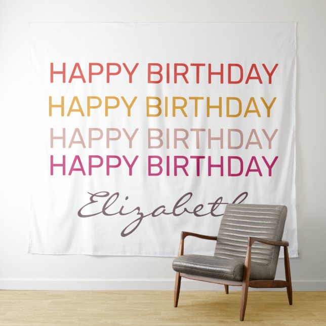 Tapiz Feliz Cumpleaños nombre personalizado   (In situ (horizontal))