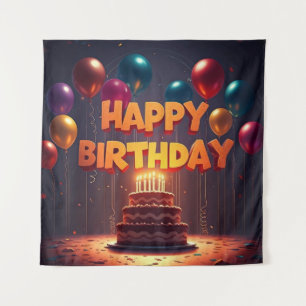 Tapiz Feliz Cumpleaños para Niños - Pastel de Globos Col