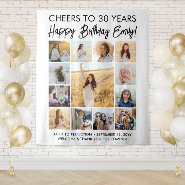 Tapiz Feliz cumpleaños Rótulo de Fiesta de Collage de fo (Subido por el creador)