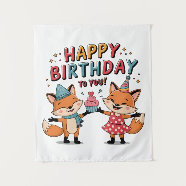 Tapiz Feliz Cumpleaños Zorros (Anverso)