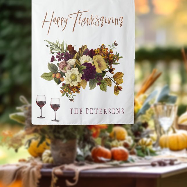 Tapiz Feliz Día de Acción de Gracias otoño floral nombre (Subido por el creador)