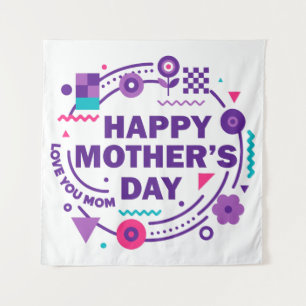 Tapiz Feliz Día de la Madre Estilo Retro Te Amo Mamá
