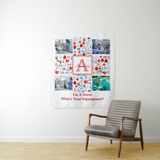 Tapiz Feliz día de las enfermeras 4 collage de fotos cru (In situ)