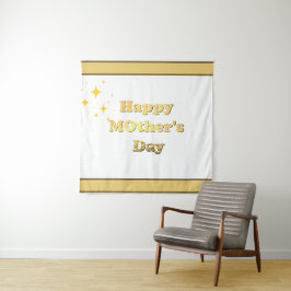 Tapiz Feliz día de las madres. Caligrafía simple en oro