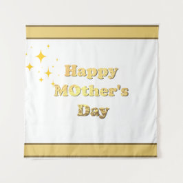 Tapiz Feliz día de las madres. Caligrafía simple en oro