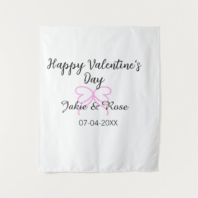 Tapiz Feliz día de San Valentín lazo de corazón rosa nom (Anverso)