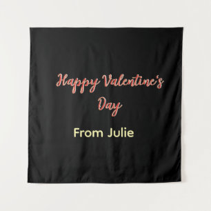 Tapiz Feliz día de San Valentín rojo negro de nombre ele