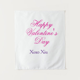 Tapiz Feliz día de San Valentín rosa morado xoxo amor no