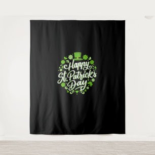 Tapiz Feliz Día de St Patricks con shamrock para irish p
