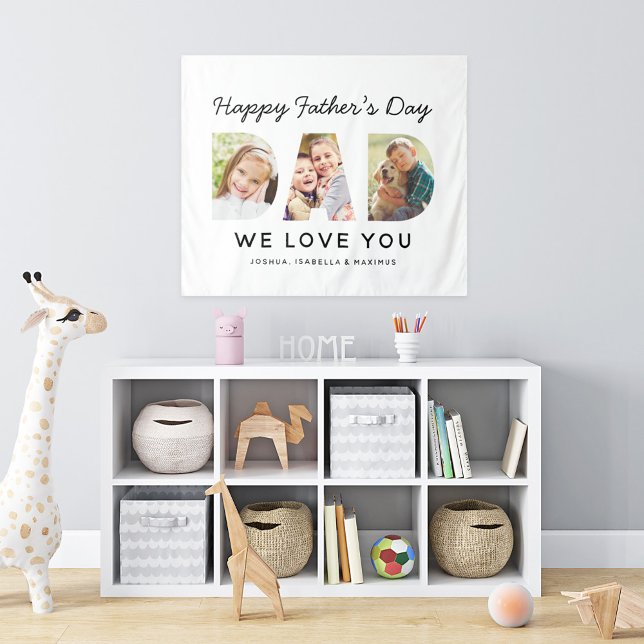 Tapiz Feliz Día del Padre Collage de fotos Personalizado (Subido por el creador)